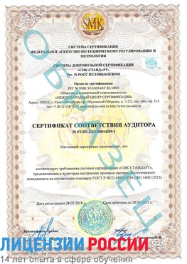 Образец сертификата соответствия аудитора №ST.RU.EXP.00014299-1 Чайковский Сертификат ISO 14001